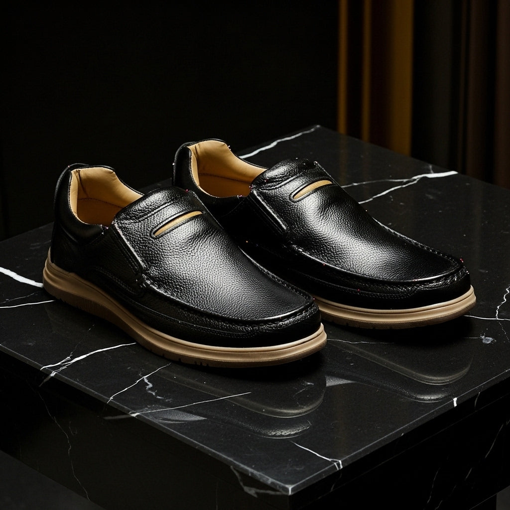 Black Medicated Slip-On Shoes – Comfort & Orthopedic Support
