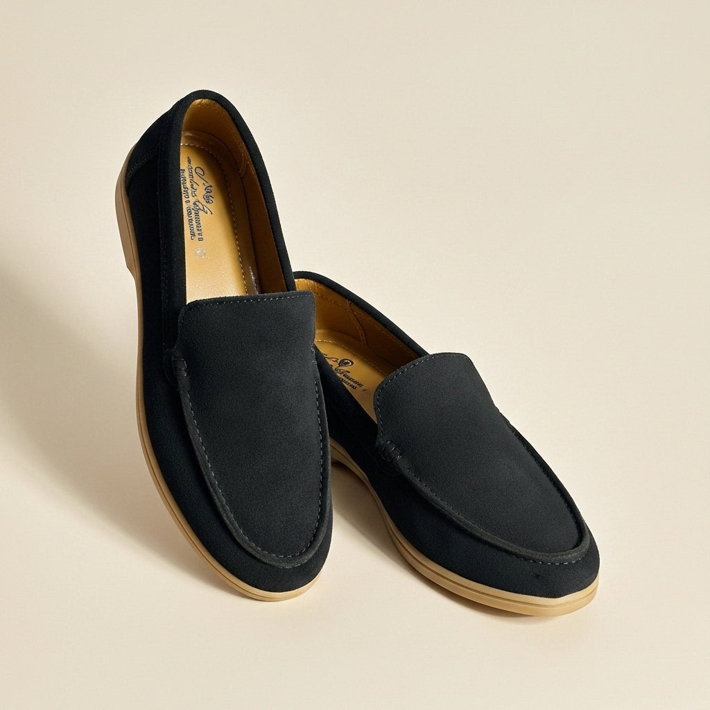 Loro Piana Summer Walk Loafers in Black Suede