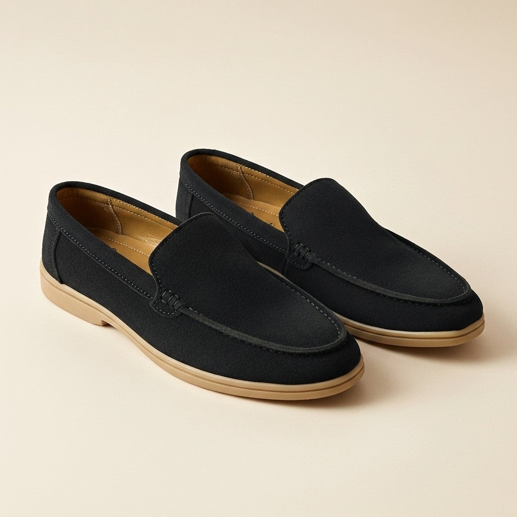 Loro Piana Summer Walk Loafers in Black Suede