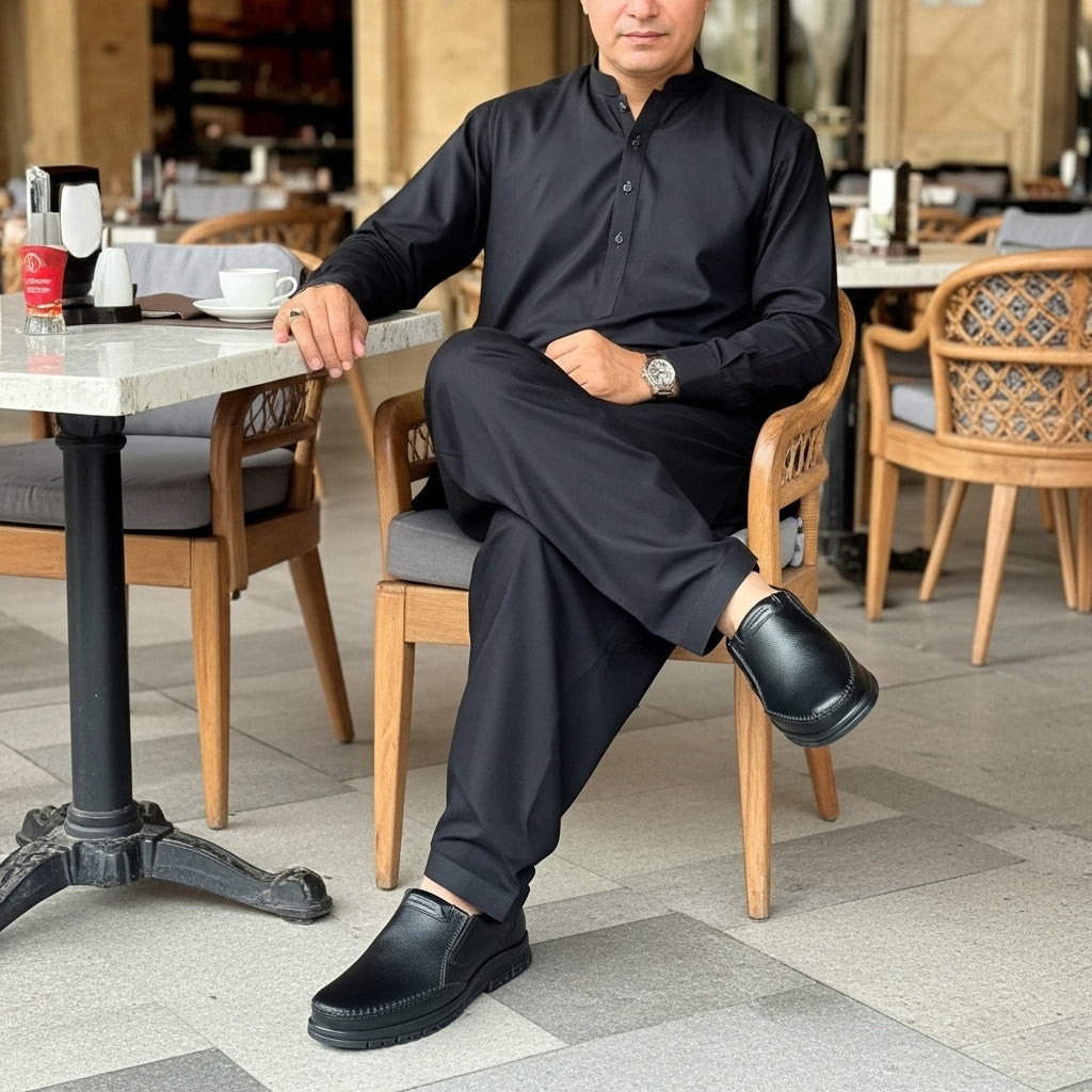 Black Medicated Slip-On Shoes – Comfort & Orthopedic Support