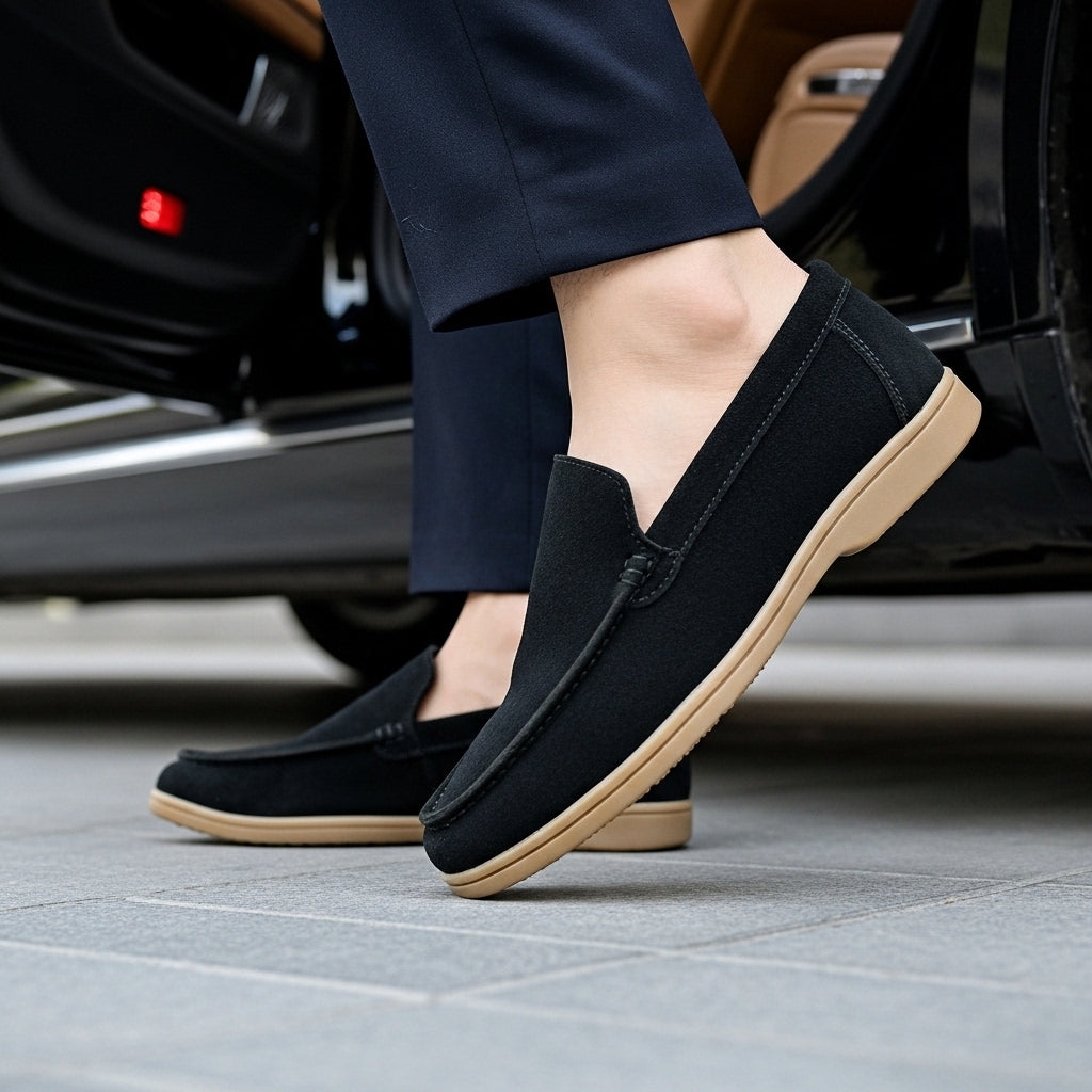 Loro Piana Summer Walk Loafers in Black Suede