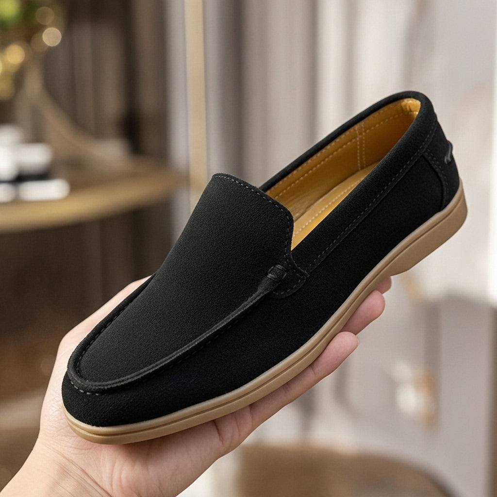 Loro Piana Summer Walk Loafers in Black Suede