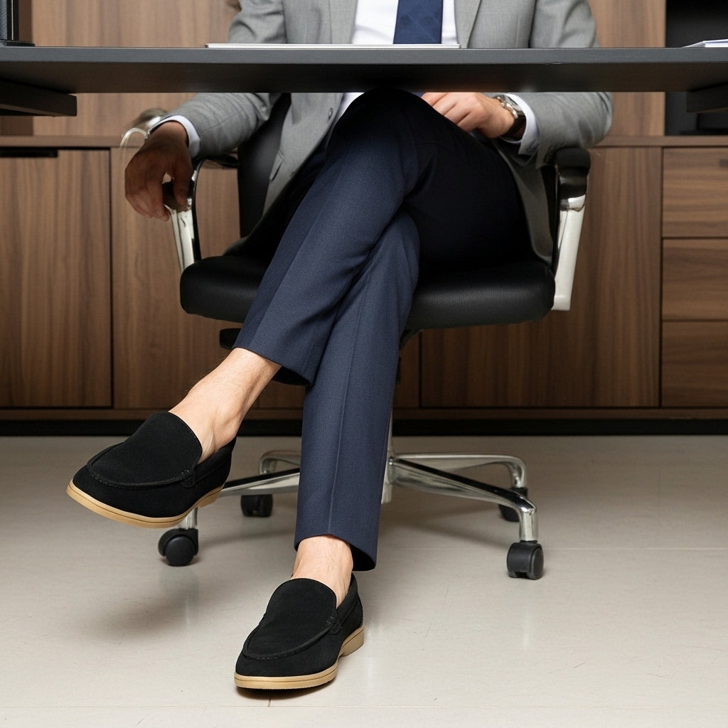 Loro Piana Summer Walk Loafers in Black Suede