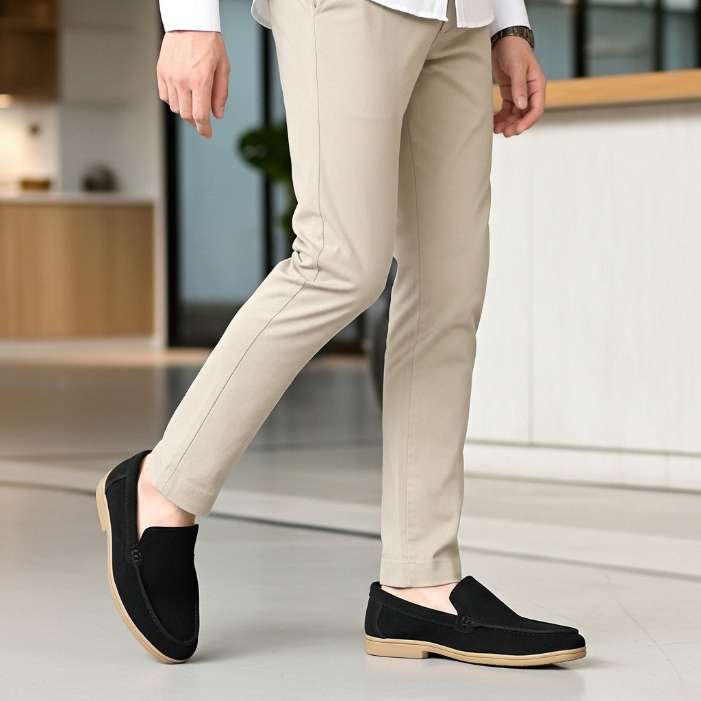 Loro Piana Summer Walk Loafers in Black Suede