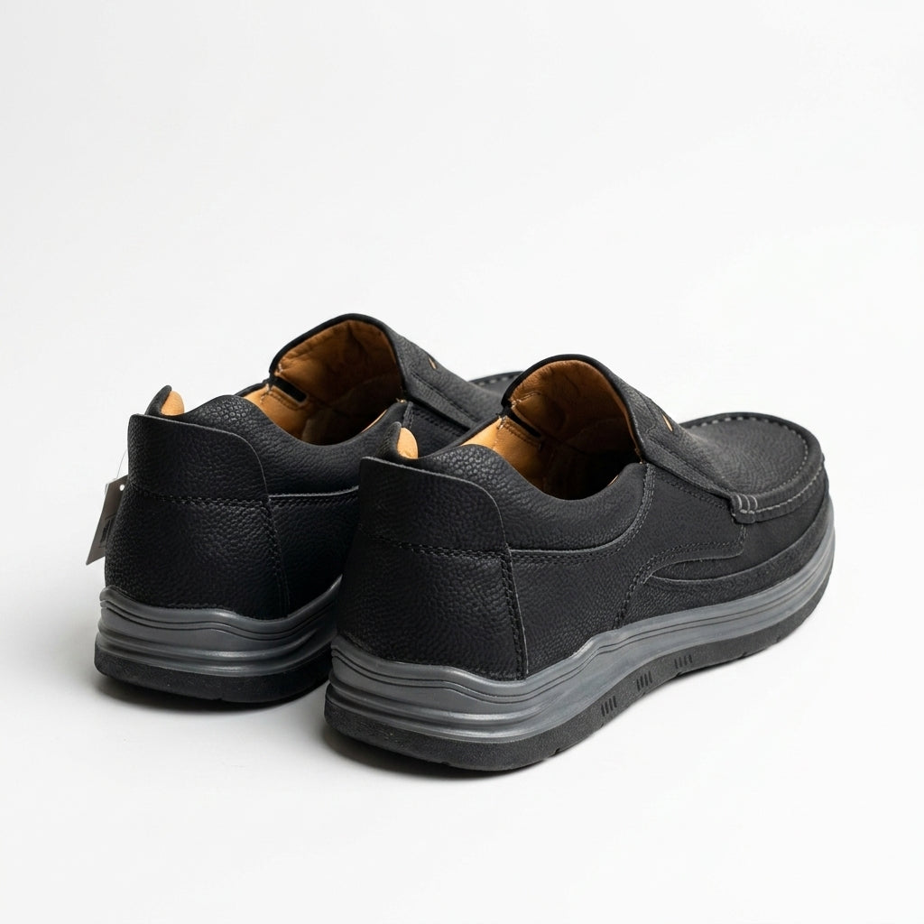 Black Medicated Leather Loafers – Comfortable Daily Wear Shoes