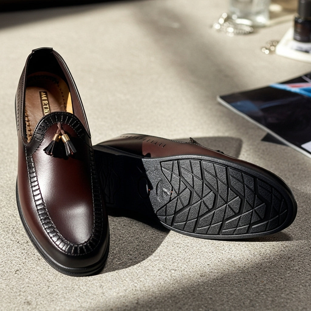 Pure Hand Made  Medicated Leather Loafer With Comfortable Rubber Sole | Non Slip Italian Loafer