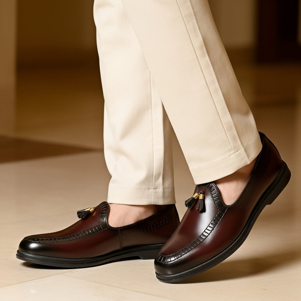 Pure Hand Made  Medicated Leather Loafer With Comfortable Rubber Sole | Non Slip Italian Loafer